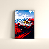 Dripster Porsche car wall poster featuring a colorful racing 911 RS painted artwork